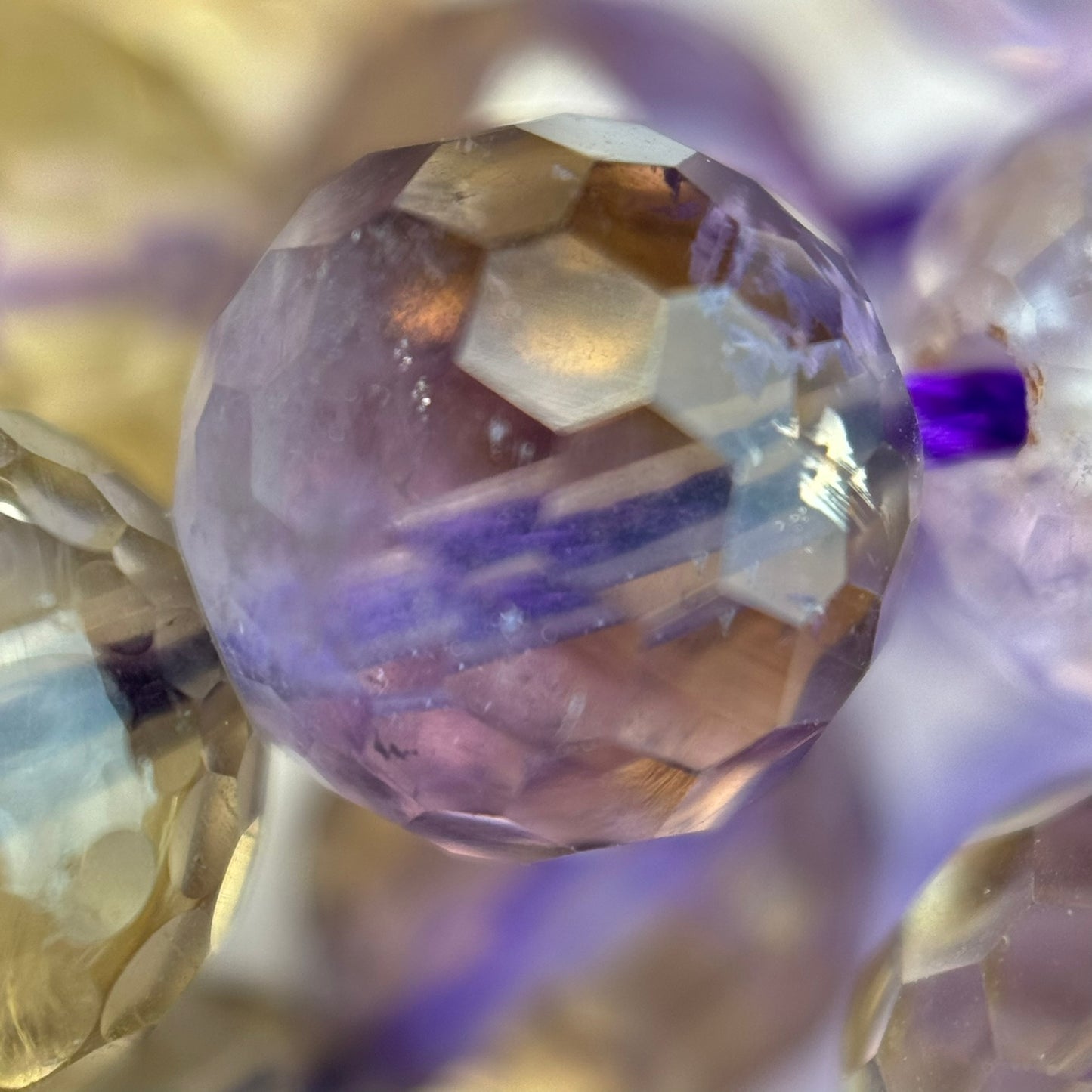 Natural Ametrine Faceted Round Gemstone Beads – Extremely Rare - (AAAAA Quality)