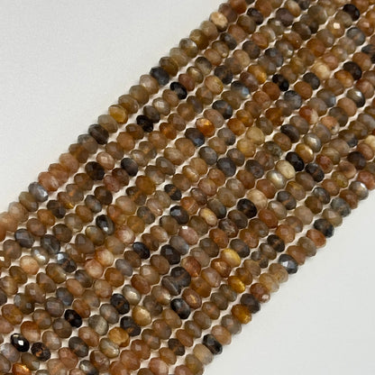 Sunstone Moonstone Faceted Rondelle Beads - (AA Quality)