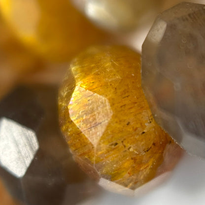 Sunstone Moonstone Faceted Rondelle Beads - (AA Quality)