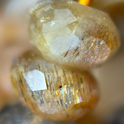 Sunstone Moonstone Faceted Rondelle Beads - (AA Quality)