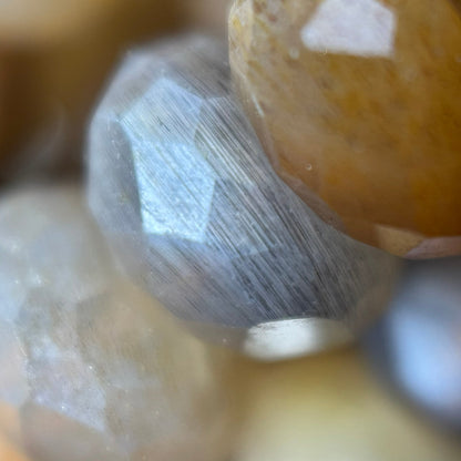 Sunstone Moonstone Faceted Rondelle Beads - (AA Quality)
