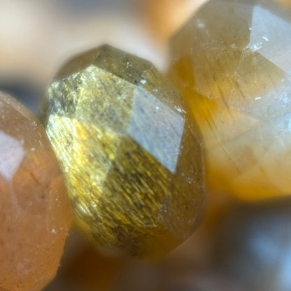 Sunstone Moonstone Faceted Rondelle Beads - (AA Quality)
