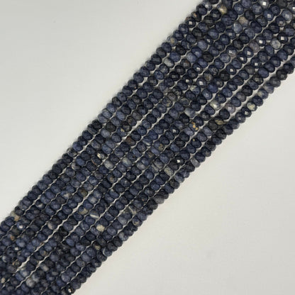 Sapphire Blue Faceted Rondelle Beads - (AAA Quality)