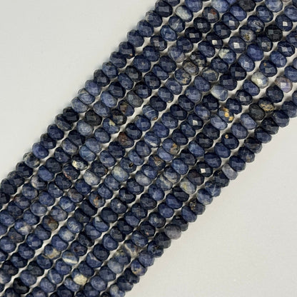 Sapphire Blue Faceted Rondelle Beads - (AAA Quality)