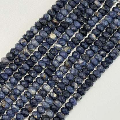 Sapphire Blue Faceted Rondelle Beads - (AAA Quality)