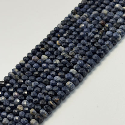 Sapphire Blue Faceted Rondelle Beads - (AAA Quality)
