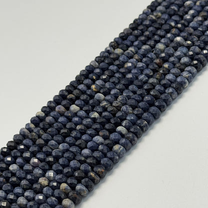 Sapphire Blue Faceted Rondelle Beads - (AAA Quality)
