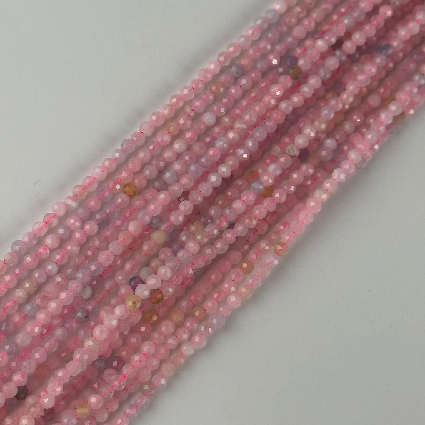 Aquamarine Morganite Faceted Round Beads