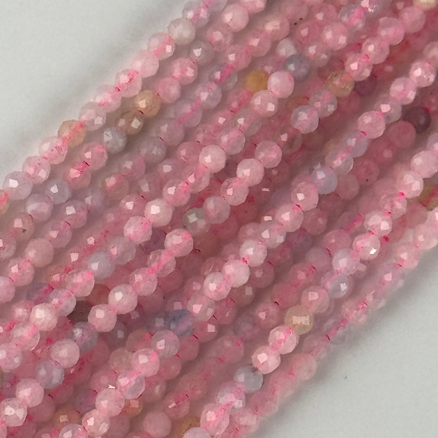 Aquamarine Morganite Faceted Round Beads