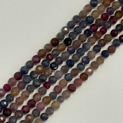 Ruby Sapphire Faceted Round Precious Stone Beads