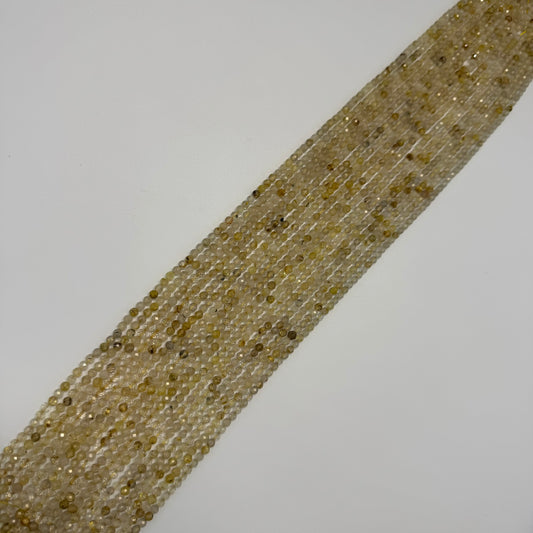 Rutilated Quartz Beads - Faceted Round Beads