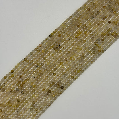 Rutilated Quartz Beads - Faceted Round Beads