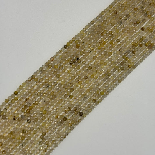 Rutilated Quartz Beads - Faceted Round Beads