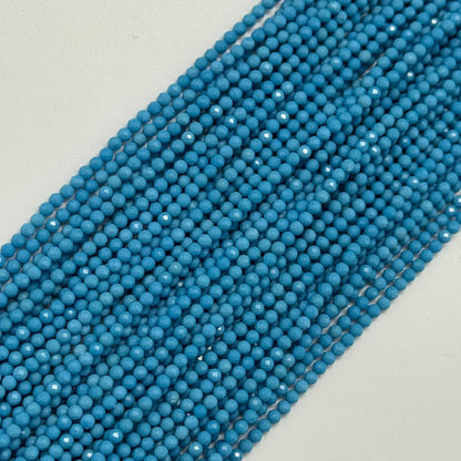 Synthetic Turquoise Beads - Faceted Round Beads