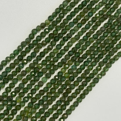 Green Apatite Faceted Round Beads - (AA Quality)