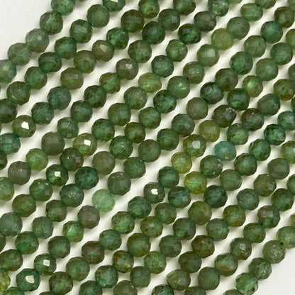 Green Apatite Faceted Round Beads - (AA Quality)