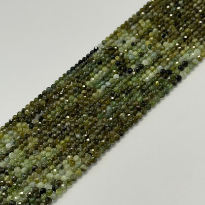 Green Tourmaline Beads - Faceted Round Beads