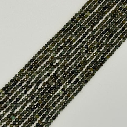 Green Tourmaline Beads - Faceted Round Beads