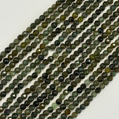 Green Tourmaline Beads - Faceted Round Beads