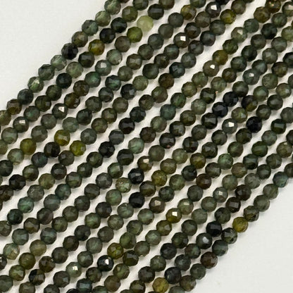 Green Tourmaline Beads - Faceted Round Beads