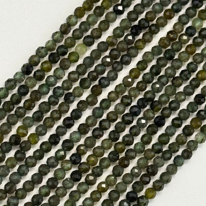 Green Tourmaline Beads - Faceted Round Beads