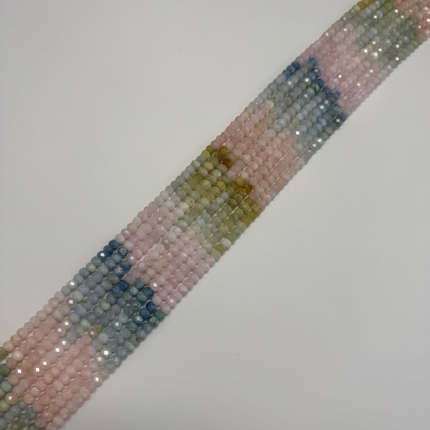 Aquamarine Morganite Faceted Rondelle Beads