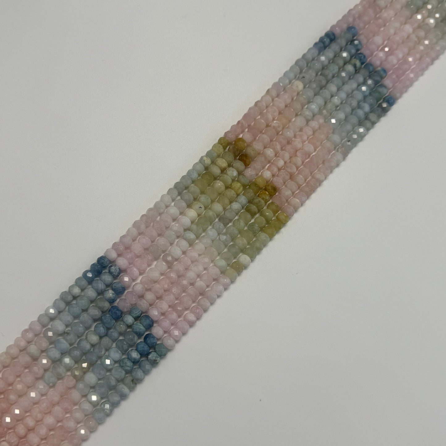 Aquamarine Morganite Faceted Rondelle Beads