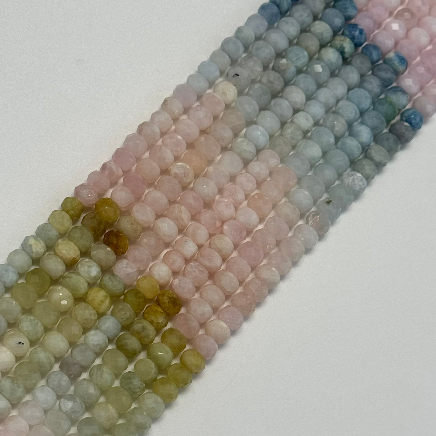 Aquamarine Morganite Faceted Rondelle Beads