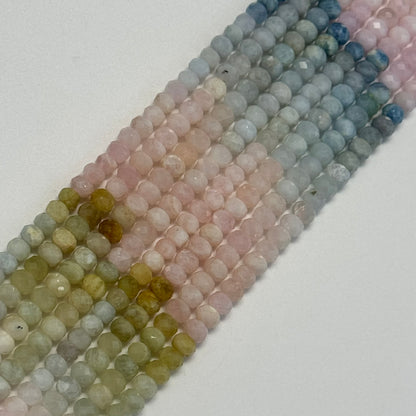 Aquamarine Morganite Faceted Rondelle Beads
