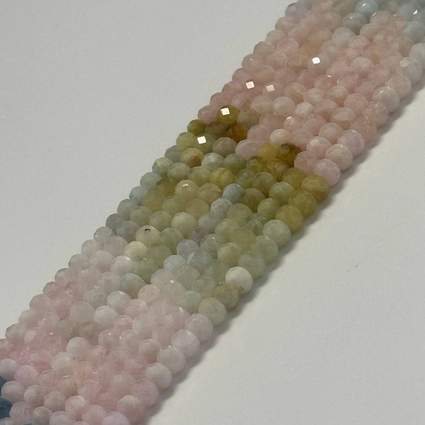 Aquamarine Morganite Faceted Rondelle Beads