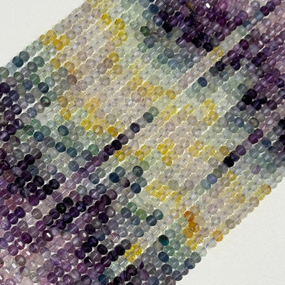 Faceted Rainbow Fluorite Beads - Rondelle Beads