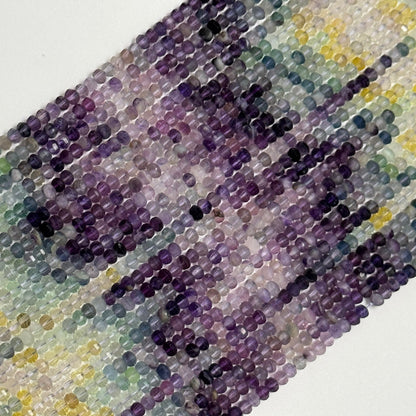 Faceted Rainbow Fluorite Beads - Rondelle Beads