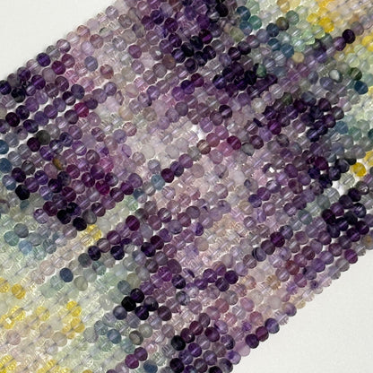 Faceted Rainbow Fluorite Beads - Rondelle Beads