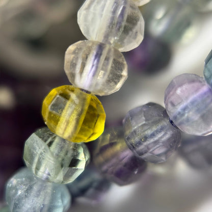 Faceted Rainbow Fluorite Beads - Rondelle Beads