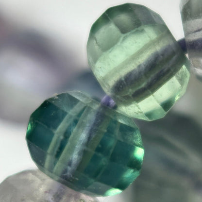 Faceted Rainbow Fluorite Beads - Rondelle Beads