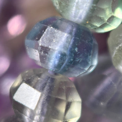 Faceted Rainbow Fluorite Beads - Rondelle Beads
