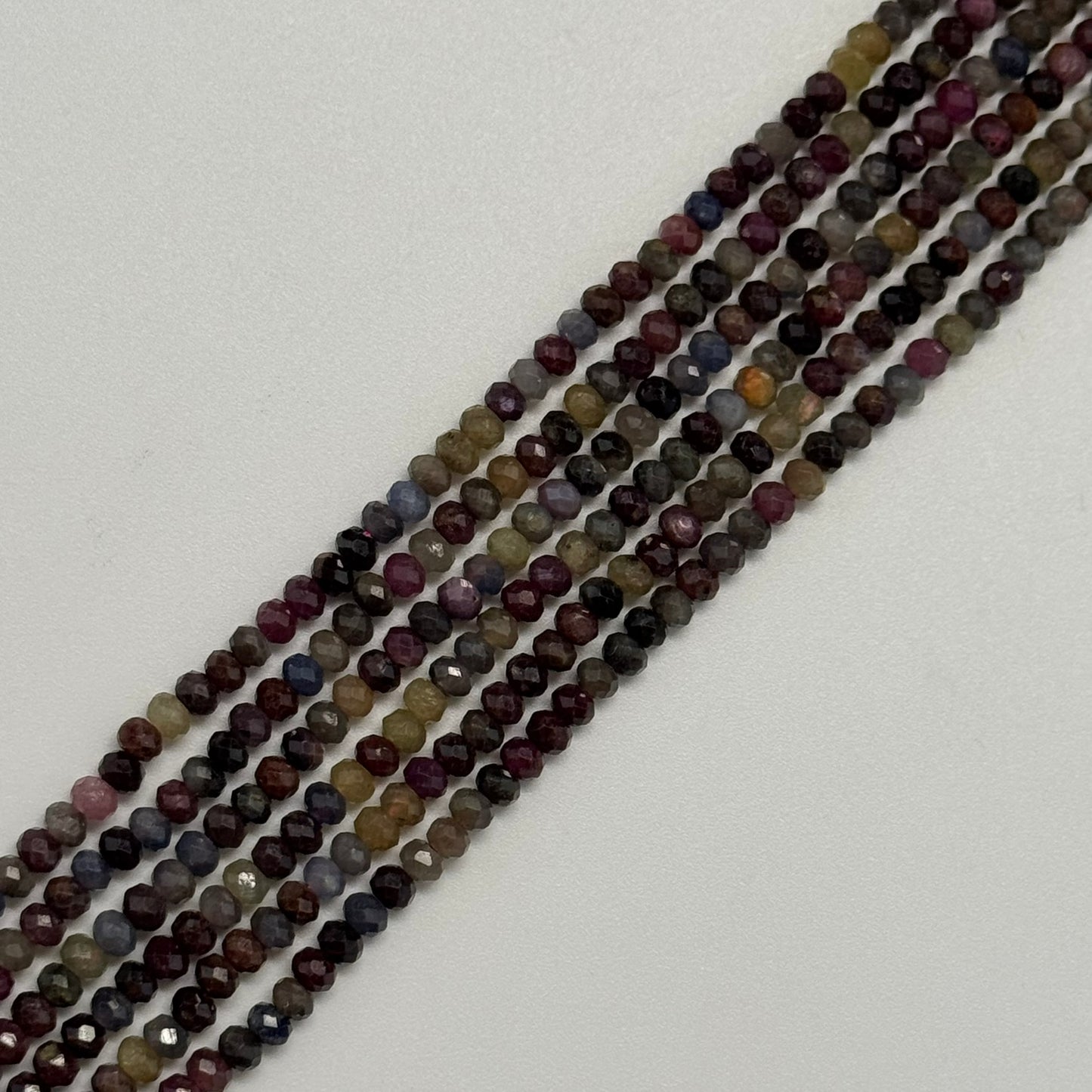 Ruby Sapphire Faceted Rondelle Precious Stone Beads