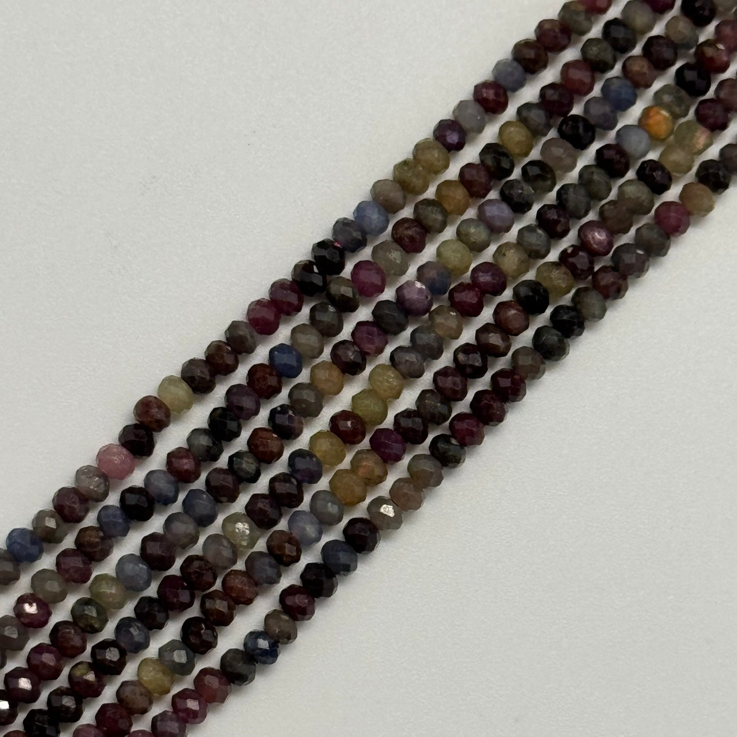 Ruby Sapphire Faceted Rondelle Precious Stone Beads