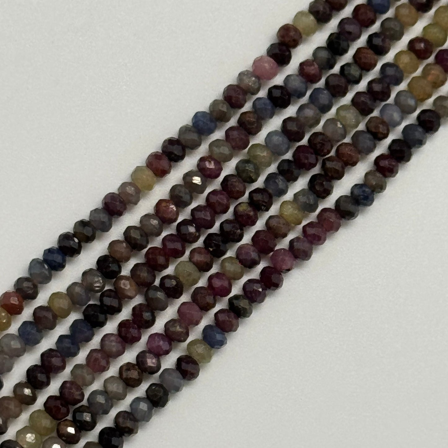 Ruby Sapphire Faceted Rondelle Precious Stone Beads