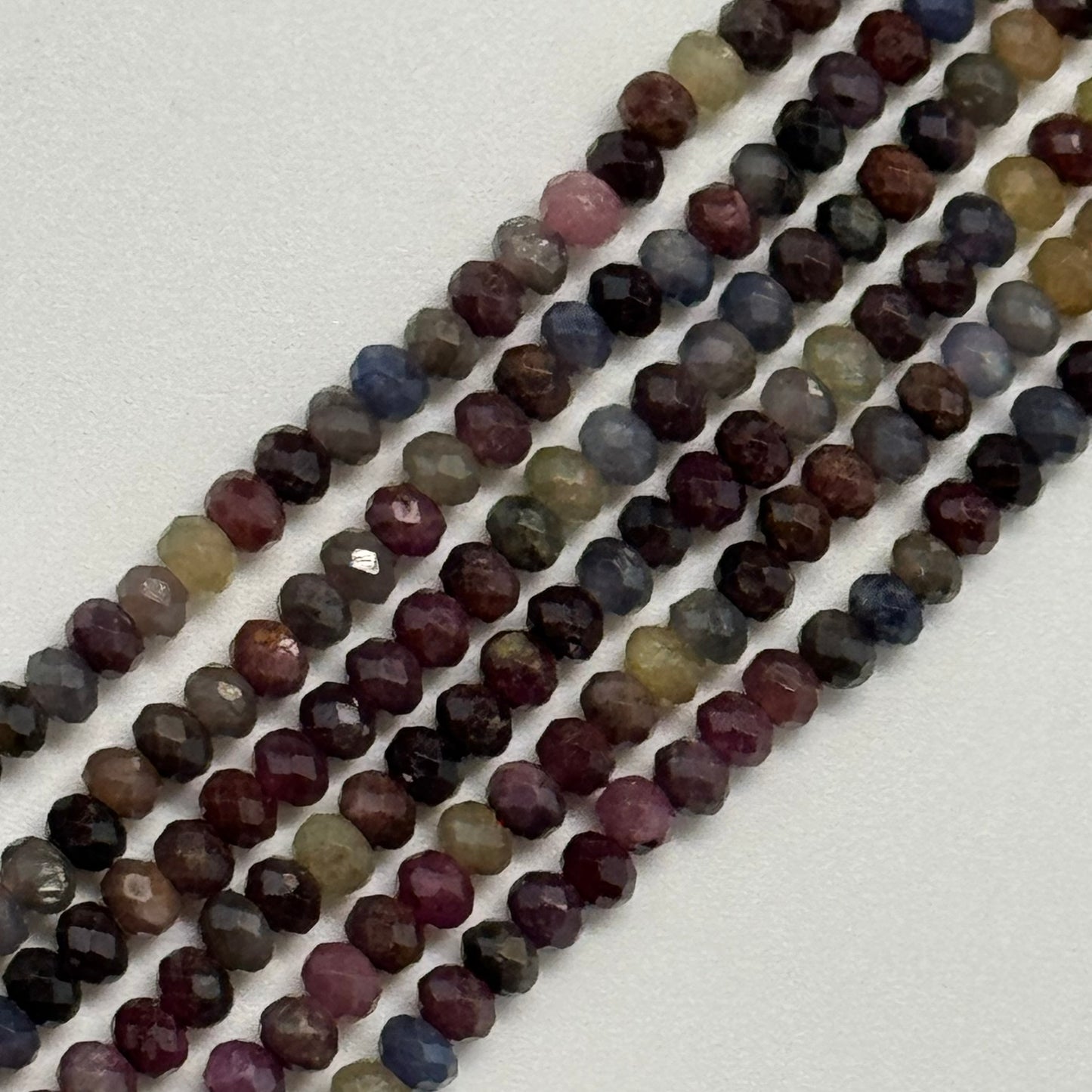 Ruby Sapphire Faceted Rondelle Precious Stone Beads