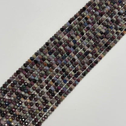 Ruby Sapphire Faceted Rondelle Precious Stone Beads - (A Quality)