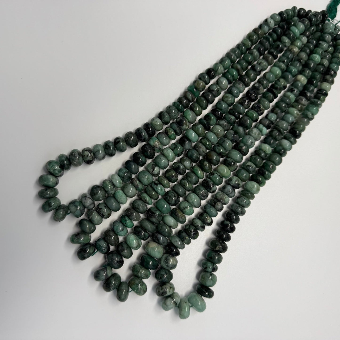 Emerald Polished Rondelle Gemstone Beads (Graduated)
