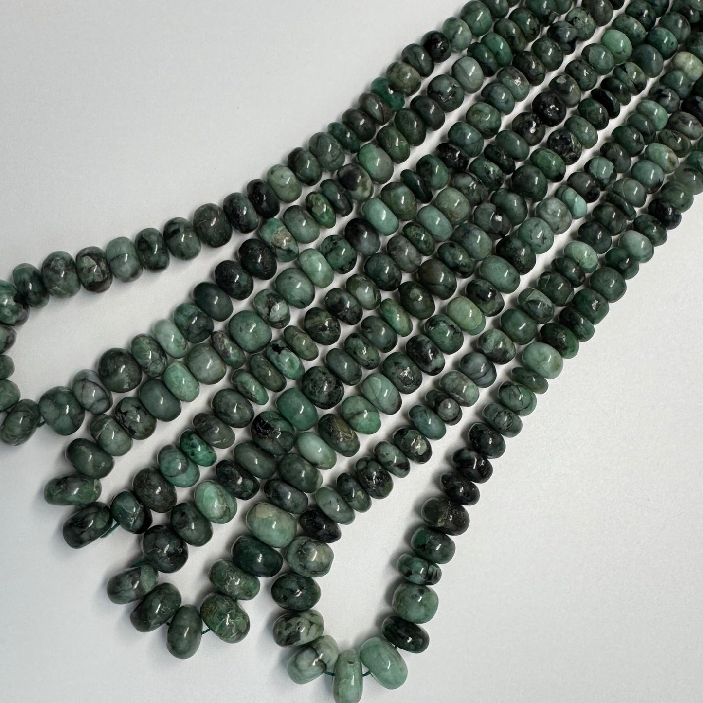 Emerald Polished Rondelle Gemstone Beads (Graduated)
