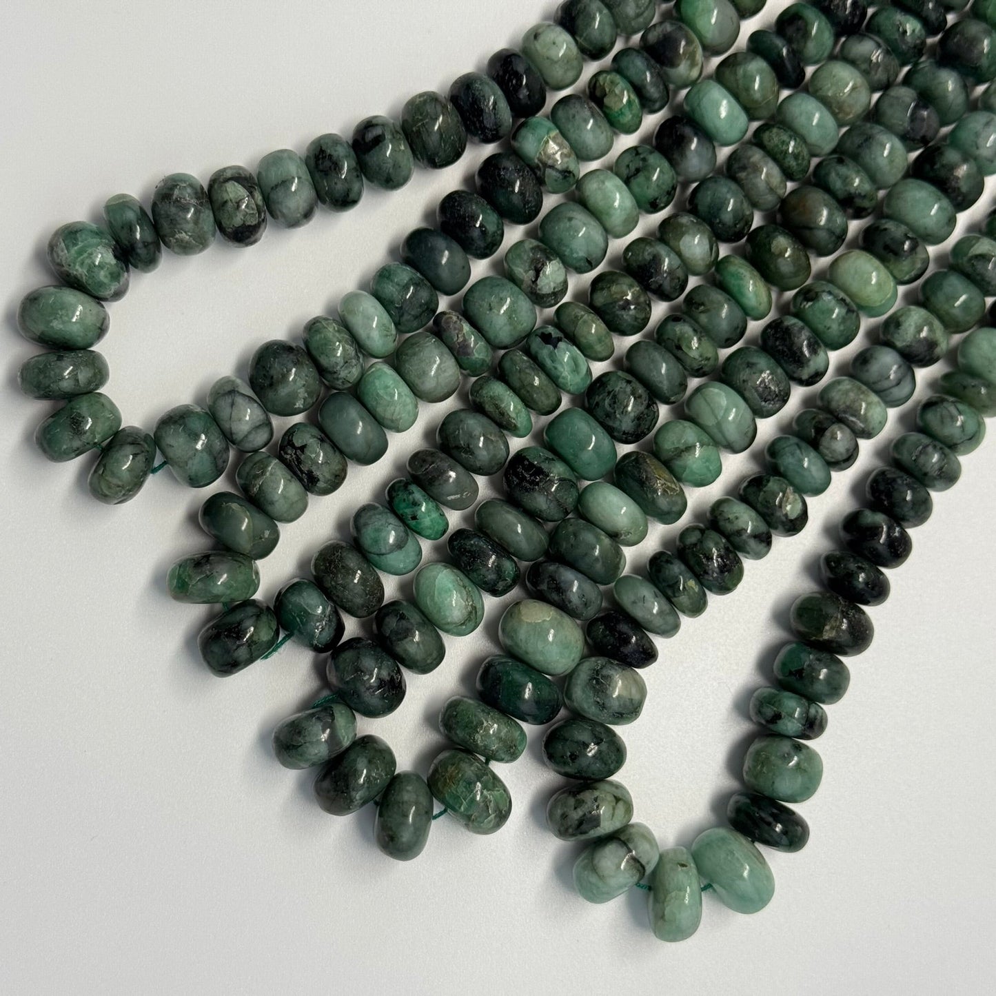 Emerald Polished Rondelle Gemstone Beads (Graduated)