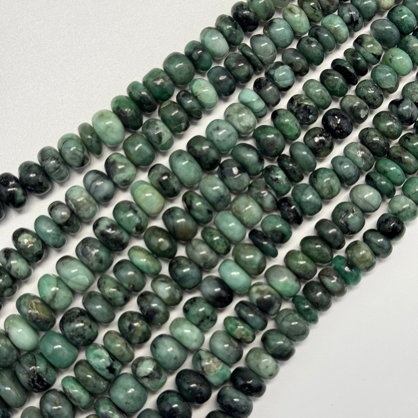 Emerald Polished Rondelle Gemstone Beads (Graduated)