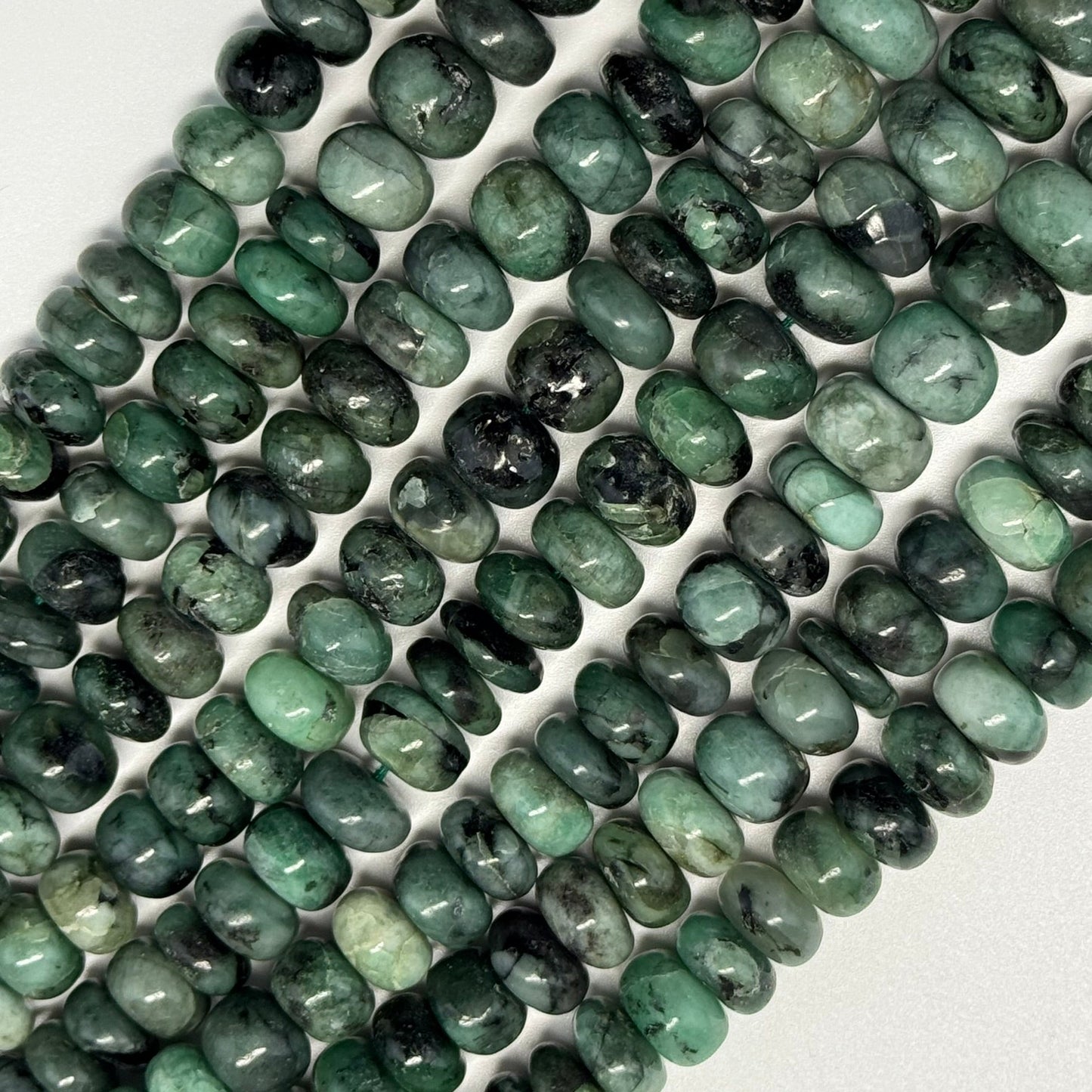 Emerald Polished Rondelle Gemstone Beads (Graduated)