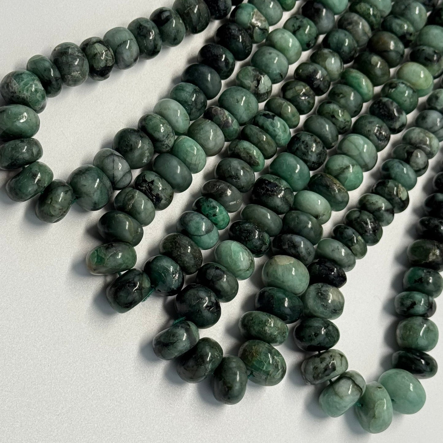 Emerald Polished Rondelle Gemstone Beads (Graduated)