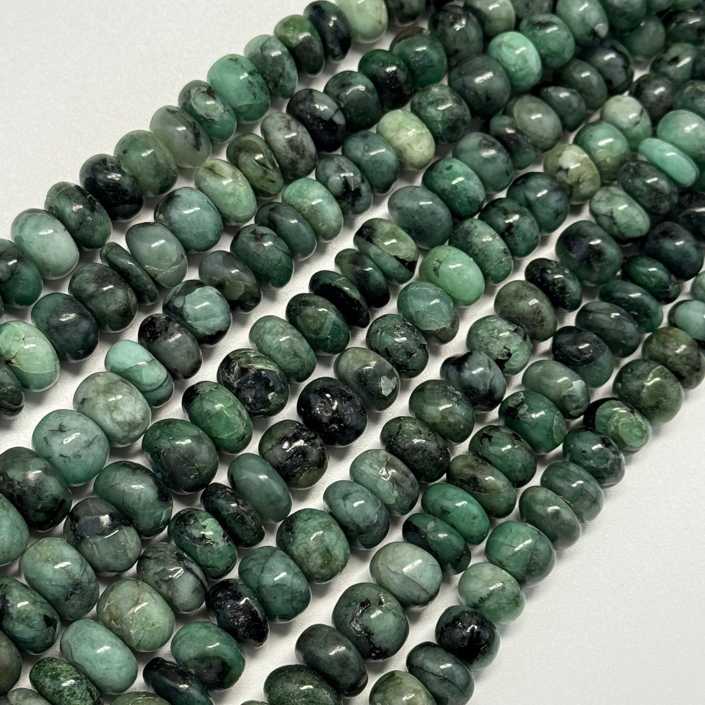Emerald Polished Rondelle Gemstone Beads (Graduated)