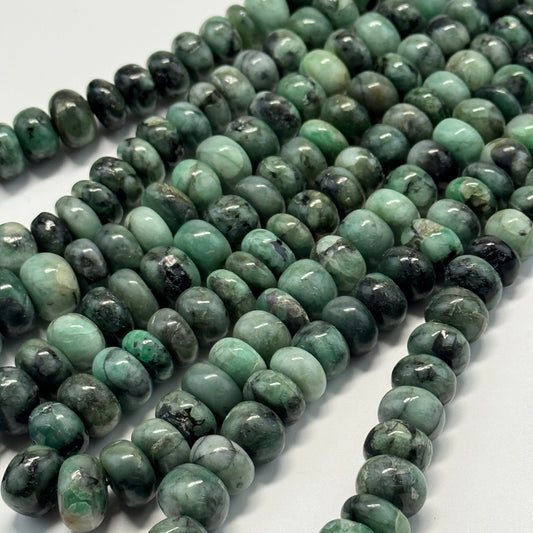 Emerald Polished Rondelle Gemstone Beads (Graduated)