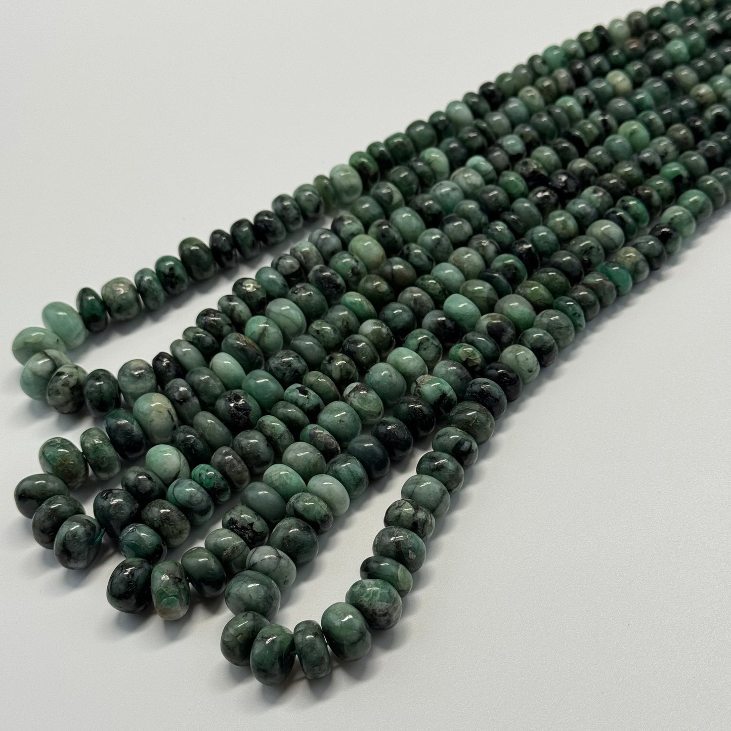 Emerald Polished Rondelle Gemstone Beads (Graduated)
